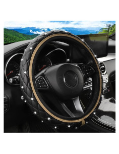 Cubierta de Volante de Coche KHGUZ Beige Antideslizante 37-38cm