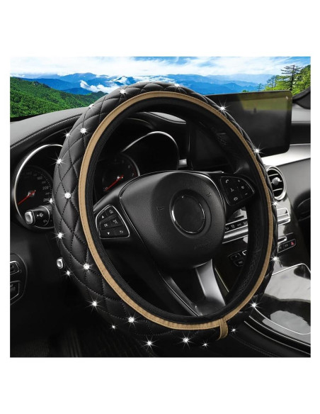 Cubierta de Volante de Coche KHGUZ Beige Antideslizante 37-38cm