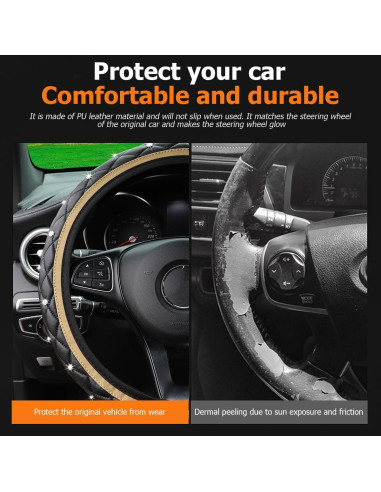 Cubierta de Volante de Coche KHGUZ Beige Antideslizante 37-38cm