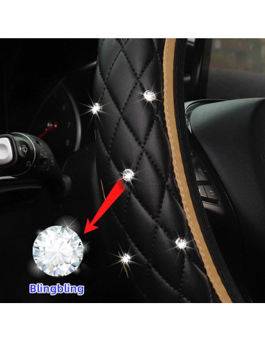 Cubierta de Volante de Coche KHGUZ Beige Antideslizante 37-38cm