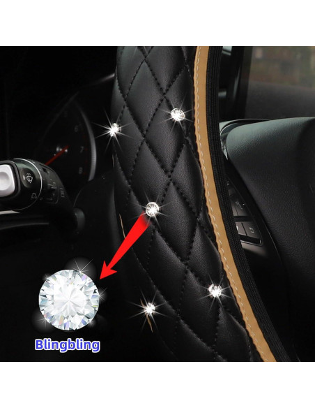 Cubierta de Volante de Coche KHGUZ Beige Antideslizante 37-38cm