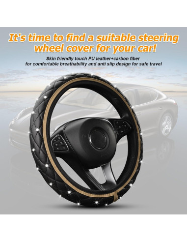 Cubierta de Volante de Coche KHGUZ Beige Antideslizante 37-38cm