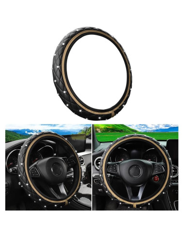 Cubierta de Volante de Coche KHGUZ Beige Antideslizante 37-38cm