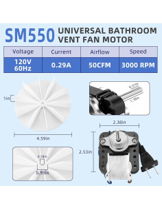 Motor de Ventilador de Baño AMI PARTS SM550 120V 50CFM 2