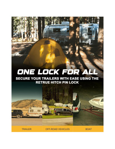 Cerradura de Enganche de Remolque RETRUE 5/8" Ajustable 3-3.5"