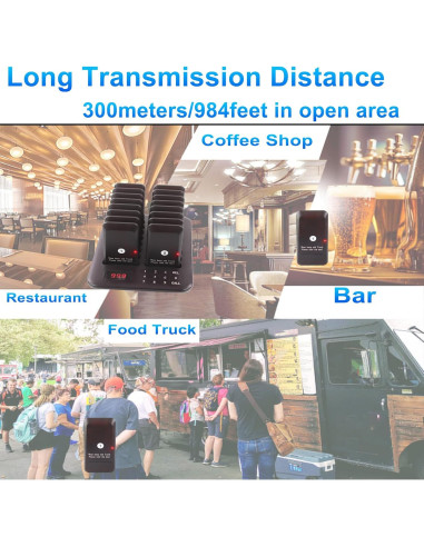 Sistema de Pagers Inalámbricos LOUIKENE 16 Pagers 300m