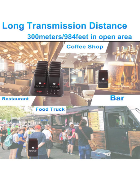 Sistema de Pagers Inalámbricos LOUIKENE 16 Pagers 300m Sistema de Pagers Inalámbricos LOUIKENE 16 Pagers 300m