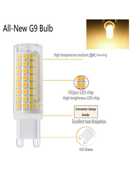 Bombilla LED G9 SYXKJ 7W 720lm Regulable Blanca Cálida 3000K Paquete de 4