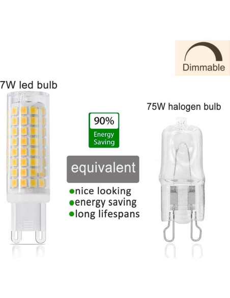 Bombilla LED G9 SYXKJ 7W 720lm Regulable Blanca Cálida 3000K Paquete de 4