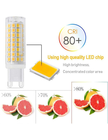 Bombilla LED G9 SYXKJ 7W 720lm Regulable Blanca Cálida 3000K Paquete de 4