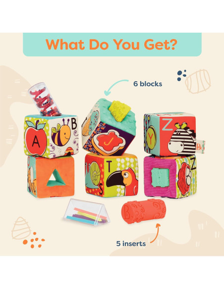 Bloques de Construcción de Tela B. toys - ABC Suaves 6 Pzs