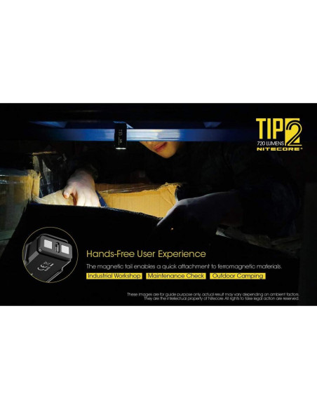 Linterna de llavero Nitecore TIP2, 720 lúmenes, recargable USB