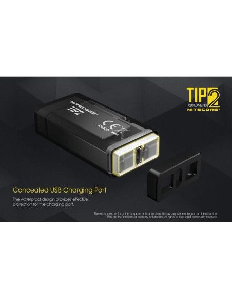 Linterna de llavero Nitecore TIP2, 720 lúmenes, recargable USB