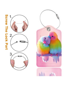 2 Etiquetas de Equipaje de Cuero BestEioyo con Bucle Acero 2