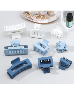 Set de 9 Clips de Pelo CHANDAT - 3 Estilos Azul para Cabello 2