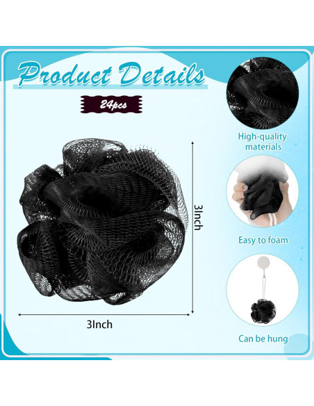 Esponjas de Ducha Exfoliantes Shellwei 24 Pcs 7.6 cm Negro Esponjas de Ducha Exfoliantes Shellwei 24 Pcs 7.6 cm Negro