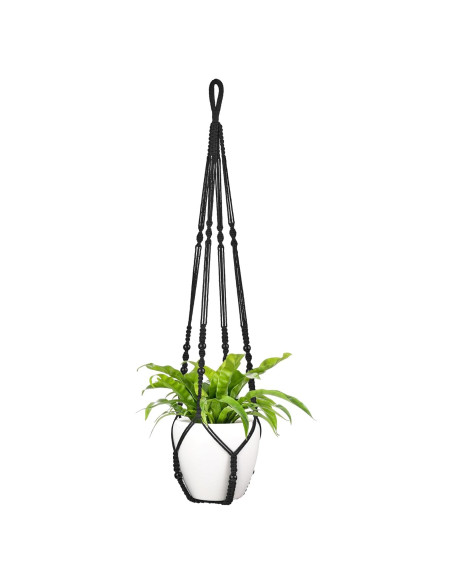 Colgador de Plantas de Macramé Mkono 109 cm Negro para Macetas 30 cm