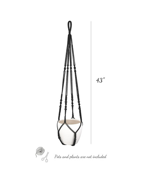 Colgador de Plantas de Macramé Mkono 109 cm Negro para Macetas 30 cm