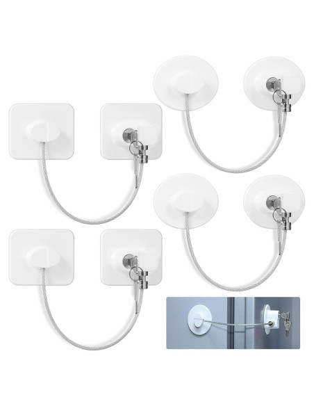 Cerradura de Refrigerador Jetec 4 Piezas con 8 Llaves Blanca