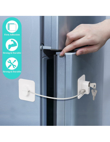 Cerradura de Refrigerador Jetec 4 Piezas con 8 Llaves Blanca