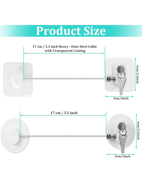 Cerradura de Refrigerador Jetec 4 Piezas con 8 Llaves Blanca