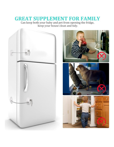 Cerradura de Refrigerador Jetec 4 Piezas con 8 Llaves Blanca