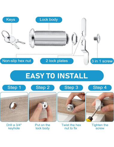 Juego de Cerraduras de Gabinete Kenning 24 Piezas 38mm