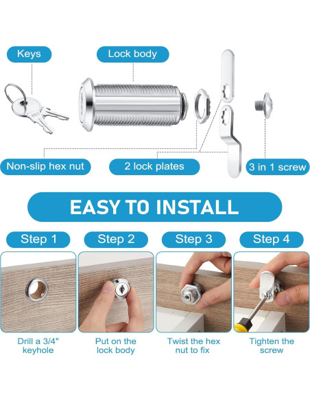 Juego de Cerraduras de Gabinete Kenning 24 Piezas 38mm