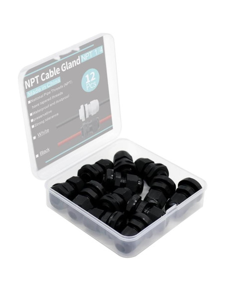 Kit de Conectores de Cable NPT 1/4" 12PCS YQMIGU Impermeables Kit de Conectores de Cable NPT 1/4" 12PCS YQMIGU Impermeables