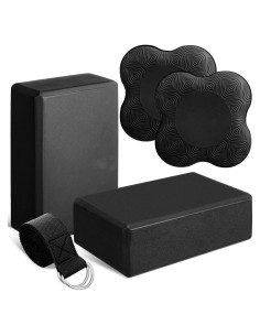 Juego de 5 Accesorios de Yoga RoundFunny - Bloques, Almohadillas y Correa