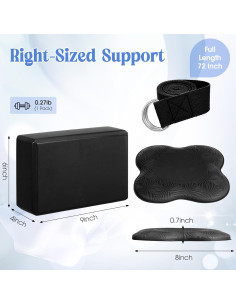 Juego de 5 Accesorios de Yoga RoundFunny - Bloques, Almohadillas y Correa 2