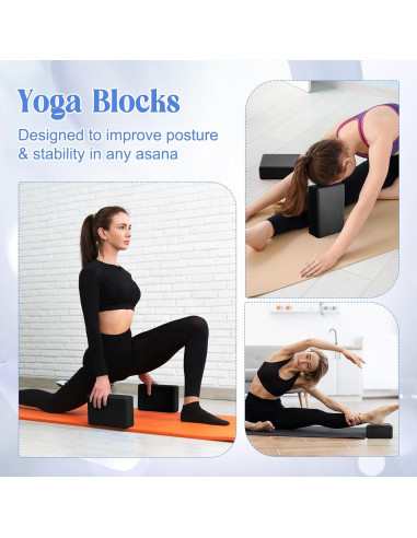 Juego de 5 Accesorios de Yoga RoundFunny - Bloques, Almohadillas y Correa