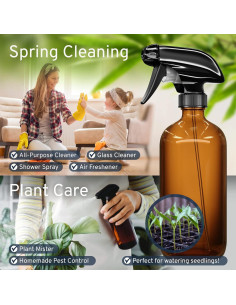 Botellas de Spray de Vidrio Ámbar LiBa 2 Pack 0.47L Reutilizables 2