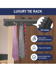 Soporte deslizante para corbatas XIIW, organizador 20 ganchos 2