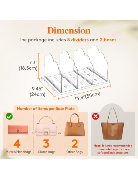 Organizador de Bolsos Lifewit 2 Piezas Ajustables Transparente