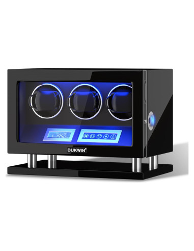 DUKWIN Reloj Winder para 3 Relojes Automáticos con Huella