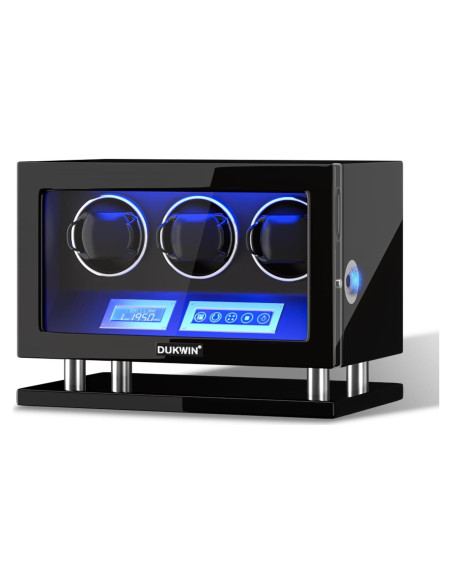 DUKWIN Reloj Winder para 3 Relojes Automáticos con Huella