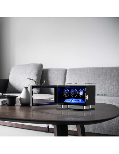 DUKWIN Reloj Winder para 3 Relojes Automáticos con Huella