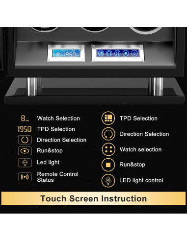 DUKWIN Reloj Winder para 3 Relojes Automáticos con Huella