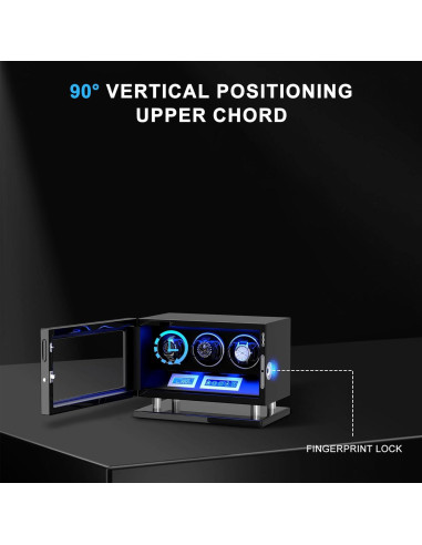 DUKWIN Reloj Winder para 3 Relojes Automáticos con Huella