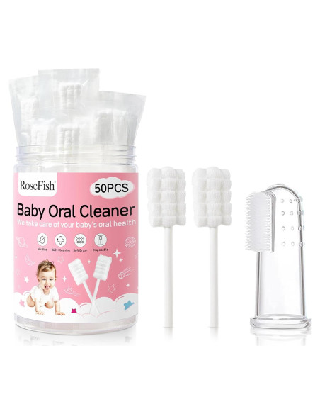 50 Limpiadores de Lengua Desechables RoseFish para Bebés