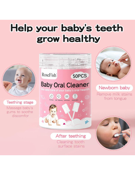 50 Limpiadores de Lengua Desechables RoseFish para Bebés