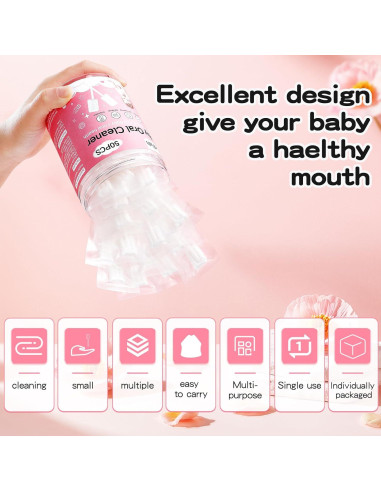 50 Limpiadores de Lengua Desechables RoseFish para Bebés