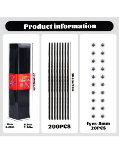 Limpiadores de Tubos LOKUNN 200 Pcs Chenille Negros Manualidades 2