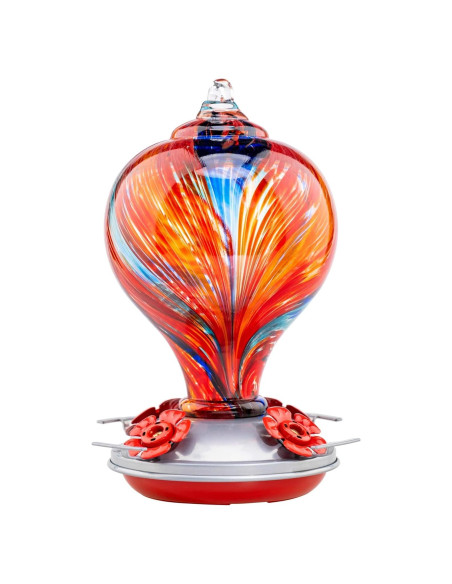 Alimentador de Colibrí Muse Garden de Vidrio Soplado 0.91L Alimentador de Colibrí Muse Garden de Vidrio Soplado 0.91L