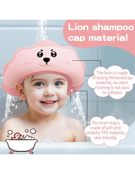 Gorro de Ducha para Bebé Lonlown Ajustable Rosa 38-61 cm