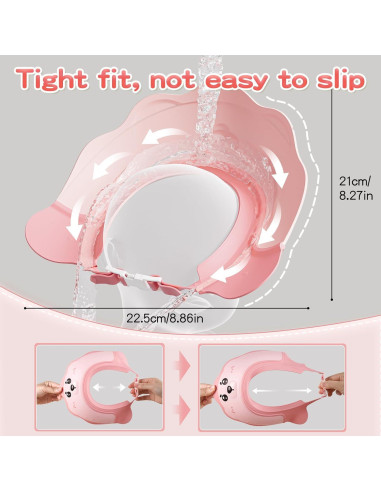 Gorro de Ducha para Bebé Lonlown Ajustable Rosa 38-61 cm