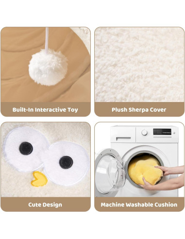 Túnel Cama para Gatos EHEYCIGA Beige 2 en 1 con Cojín Lavable