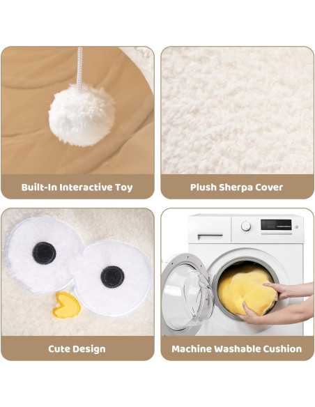 Túnel Cama para Gatos EHEYCIGA Beige 2 en 1 con Cojín Lavable