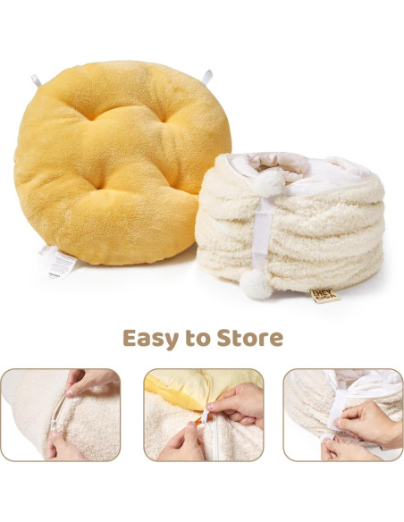 Túnel Cama para Gatos EHEYCIGA Beige 2 en 1 con Cojín Lavable